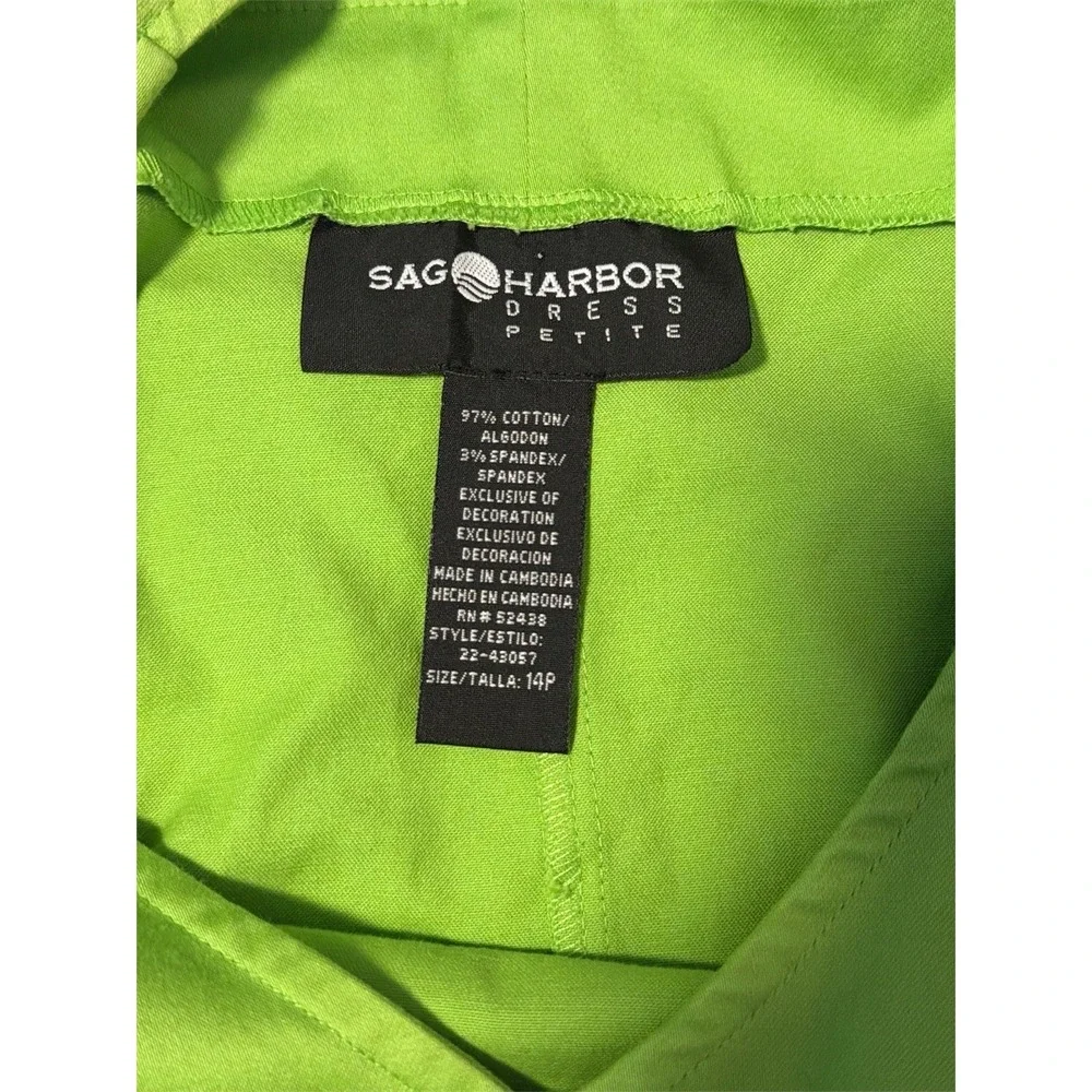 Sag‎ Harbor Petite Cherry Embroidered Matching Set Green Crop Top Size 14P Y2K